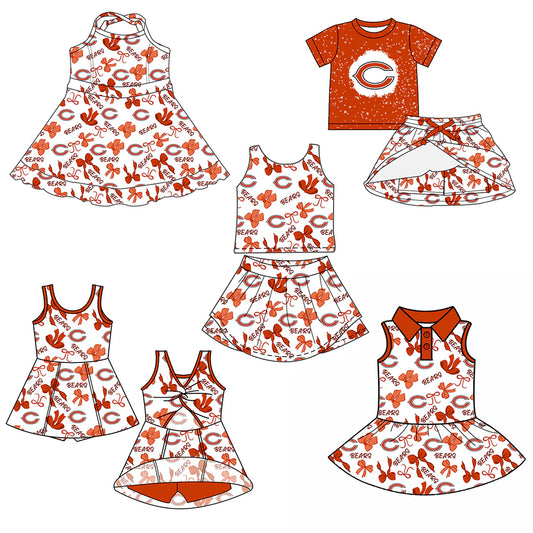 ( Moq 5 each style ) Baby Girl Toddler C Team Bows Sibling Skort Dress Set 6.5