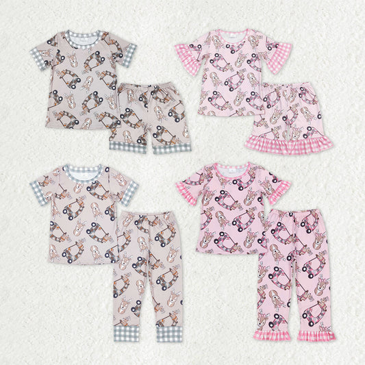 Sibling Boys Girls Kids Short Sleeves Deer Hunting Set Pajamas RTS
