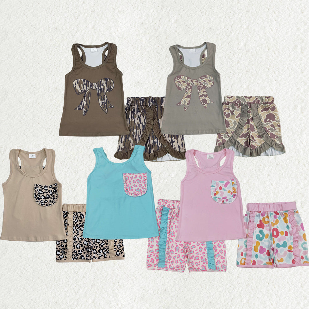 Baby Girl Toddler Sleeveless Leopard Camo Sibling Set Clothes RTS