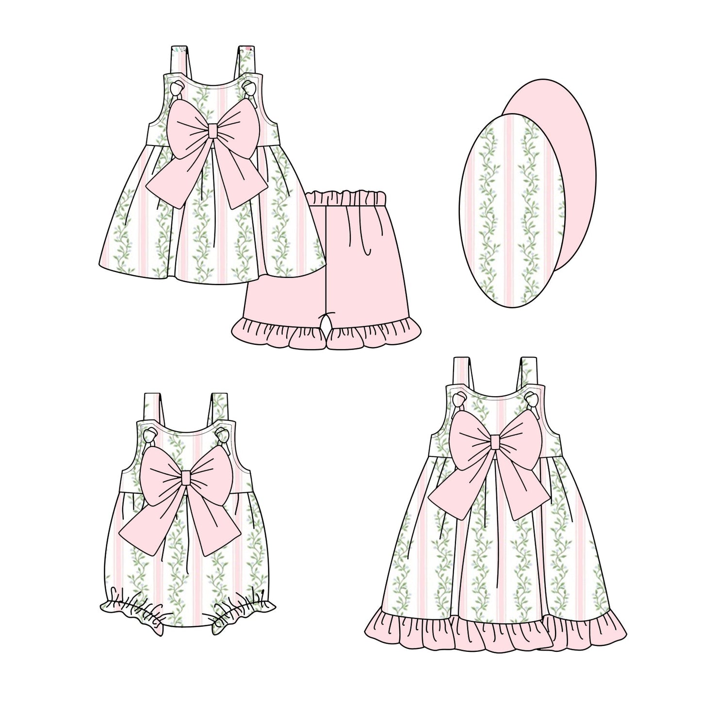 Baby Girl Flower Bows Straps Sibling Romper Dress Set ( Moq 5 Each Style ) 1.14