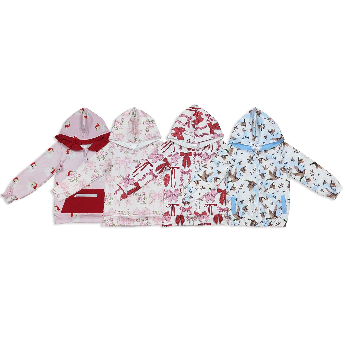 Baby Girl Long Sleeves Santa Bows Ducks Sibling Hoodies Shirt Tops RTS
