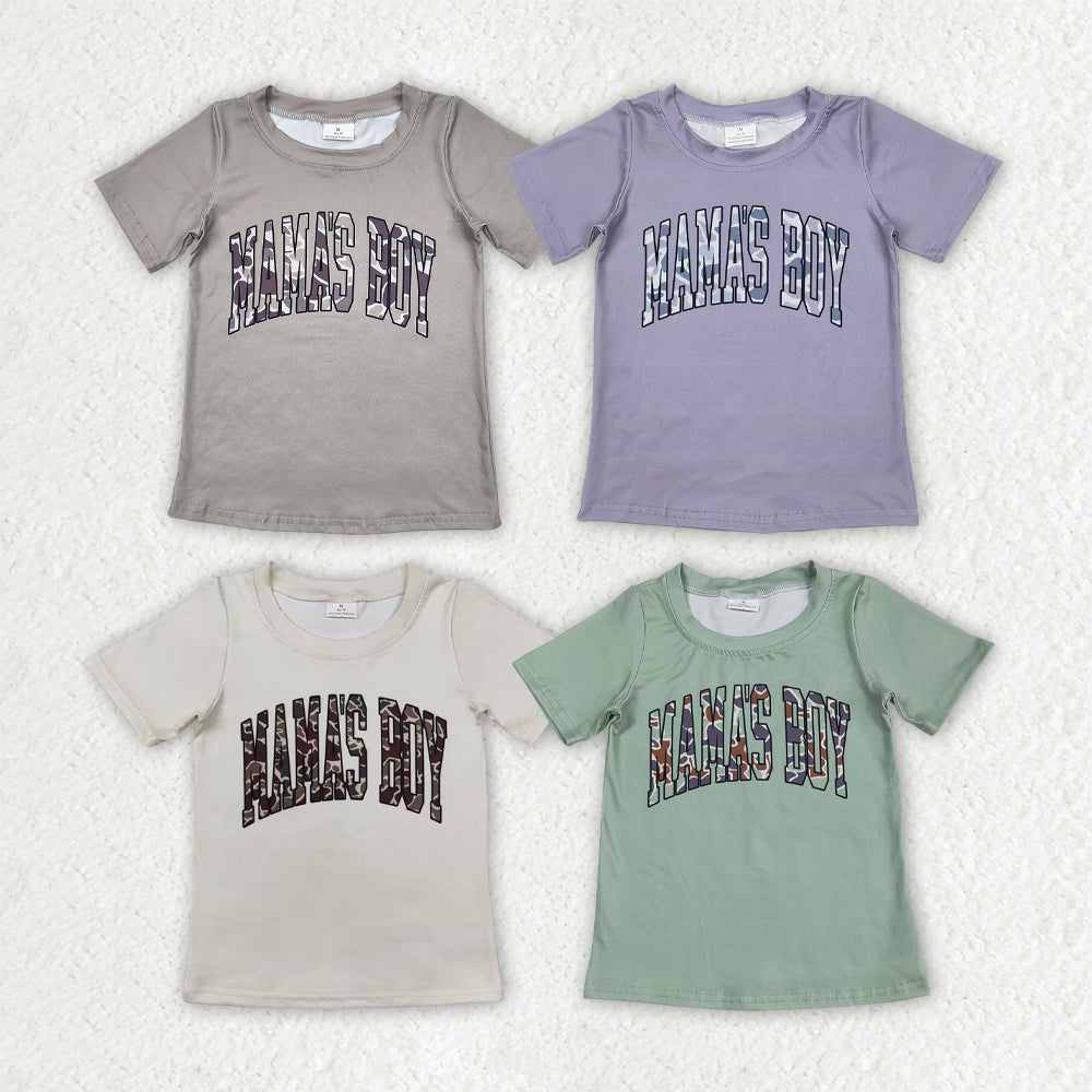Baby Kids Toddler Short Sleeves Camo Mama's Boy Tee Shirt Sibling Tops RTS