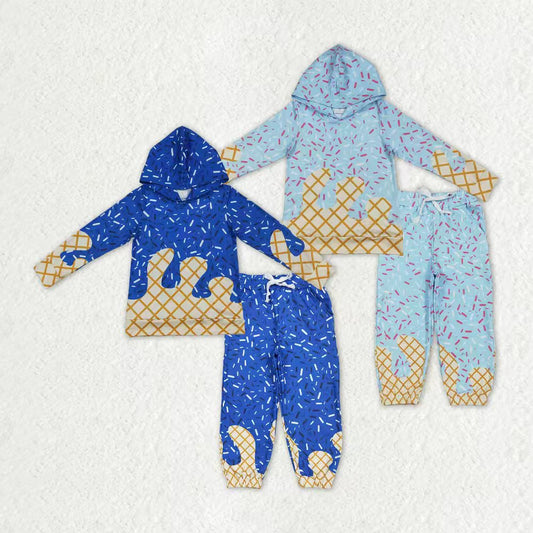 Sibling Baby Boys Sprinkles Drips Hoodie Shirt Pants Yoga Blue Clothes Team Set RTS