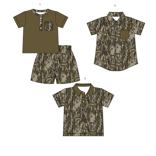 ( Moq 5 Each Style ) Baby Boys Toddler Rabbits Eggs Camo Sibling Easter Shirts Set