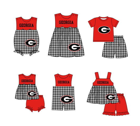 ( Moq 5 Each Style ) Baby Boys Girls Kids G Plaid Team Sibling Rompers Dress Sets