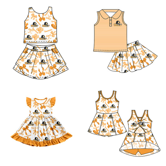 ( Moq 5 each style ) Baby Girl Toddler Team Bows Dogs Sibling Dress Set