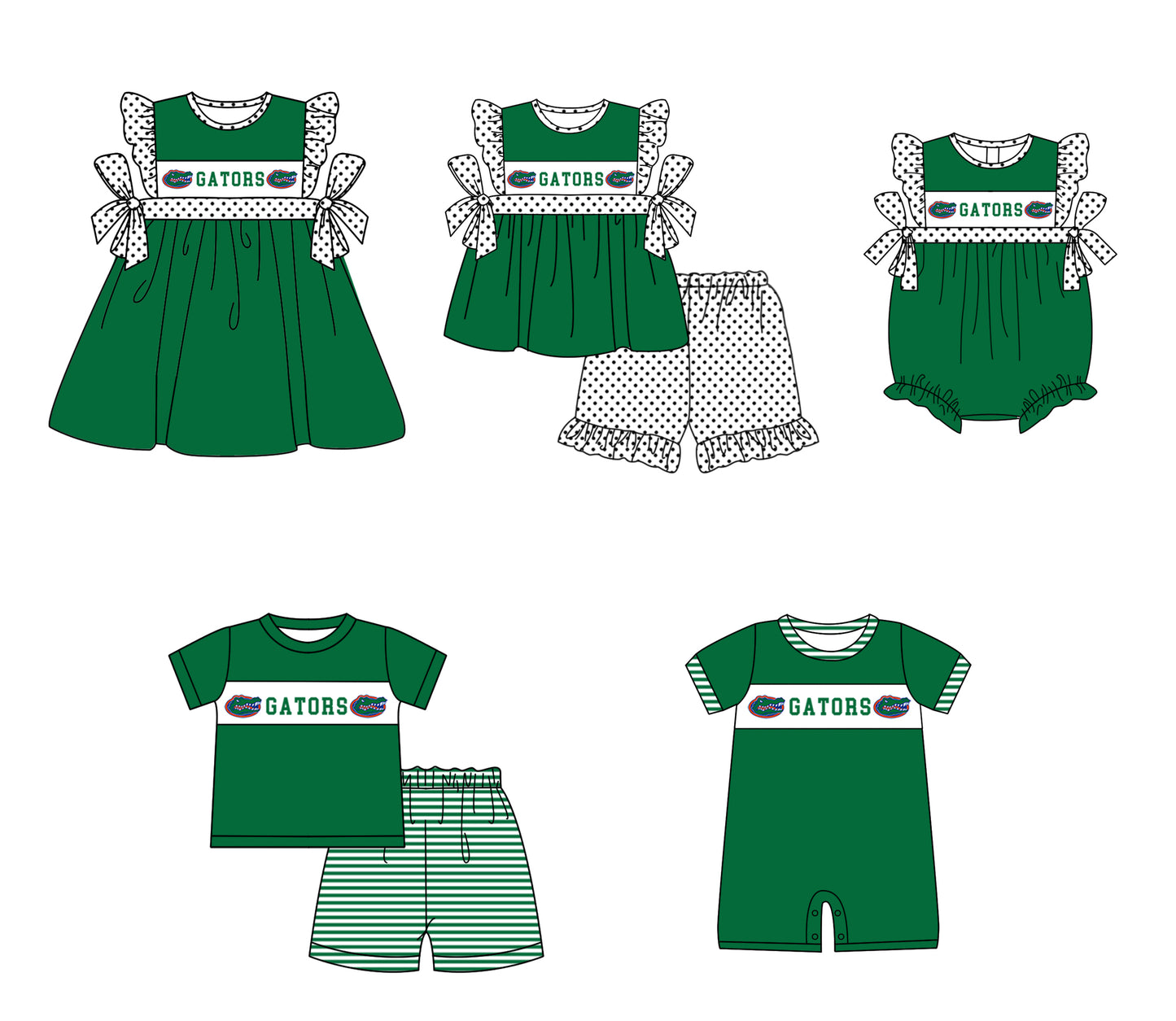 ( Moq 5 ) Baby Boys Toddler Short Sleeves Green Shirt Stripes Shorts Team Summer Set