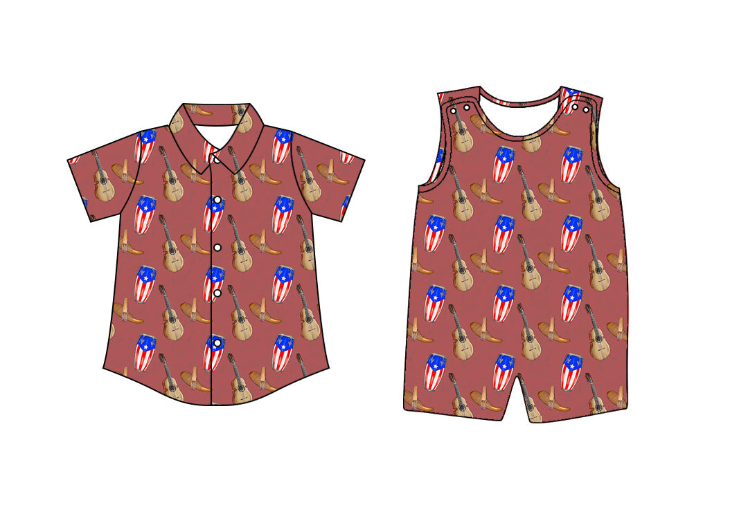 Baby Boy Guitar Sibling Romper Shirt ( Moq 5 Each Style ) 1.8