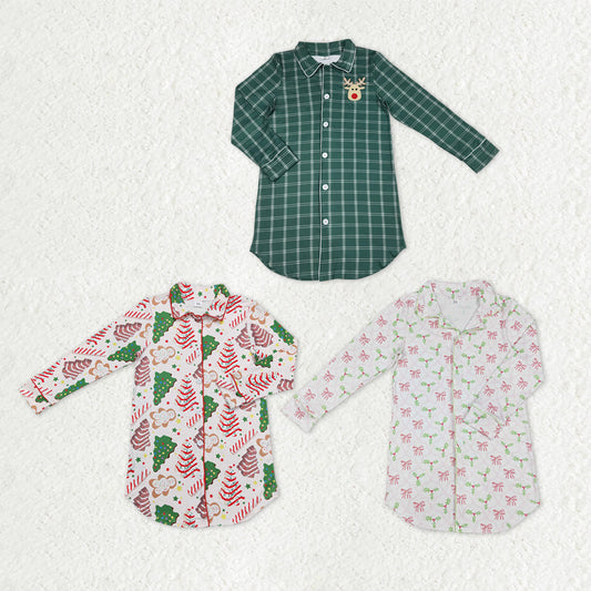 Sibling Adult Women Long Sleeves Christmas Buttons Shirts Tops Clothes RTS