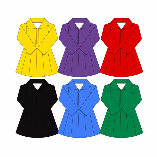 ( Moq 10 ) Baby Girl Colorful Long Sleeves Zipper Activity Wear Yoga Knee Length Dress