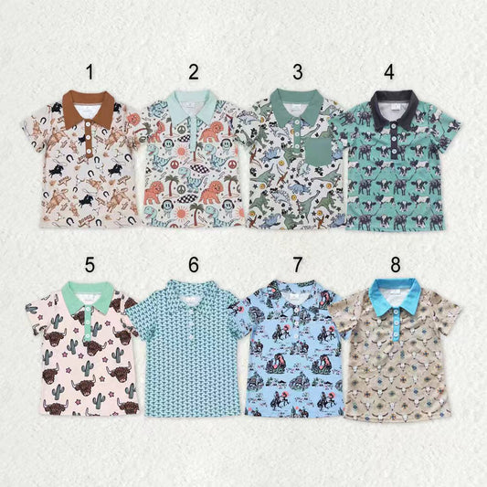 Sibling Kids Boys Short Sleeves Western Buttons Hunting Shirts Tops