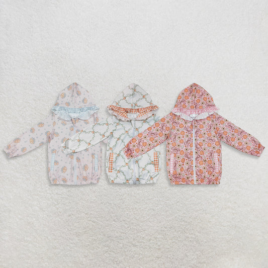 Sibling Baby Girls Kids Long Sleeve Pumpkins Pockets Hoodie Zipper Tops Fall Clothes RTS