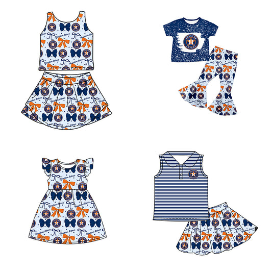 ( Moq 5 each style ) Baby Girl Toddler H Team Bows Sibling Dress Set