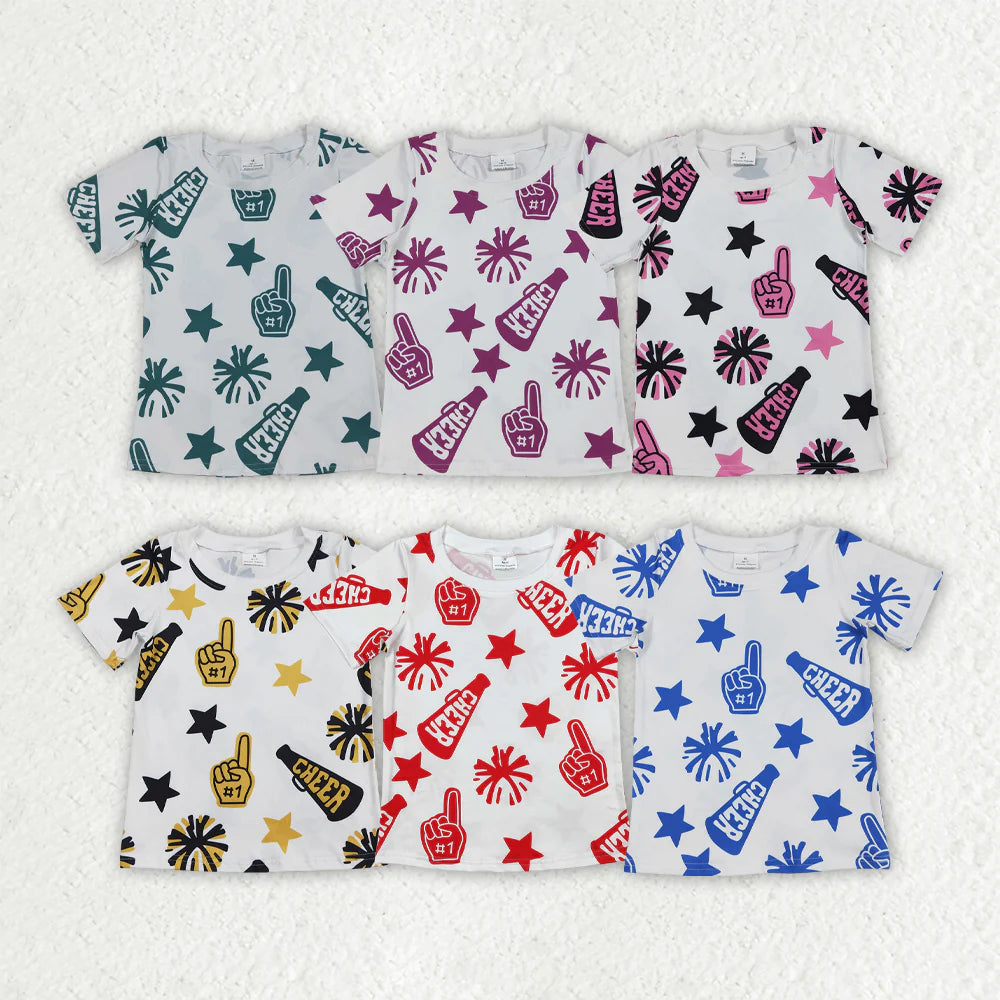 Baby Girl Toddler Short Sleeves Cheer Team Shirts Sibling Tops Clothes RTS