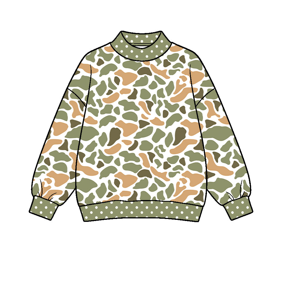 ( Moq 5 ) Baby Kids Toddler Long Sleeves Green Orange Camo Print Shirt Tops Clothes