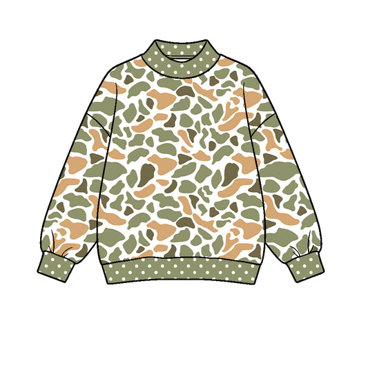 ( Moq 5 ) Baby Kids Toddler Long Sleeves Green Orange Camo Print Shirt Tops Clothes