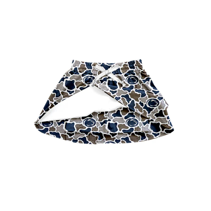 ( Moq 5 ) Baby Girls Southern Blue Grey Camo Team Skirt Shorts Bottom