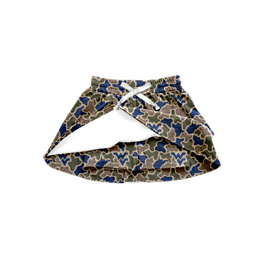 ( Moq 5 ) Baby Girls Southern Blue Green Camo WV Team Skirt Shorts Bottom