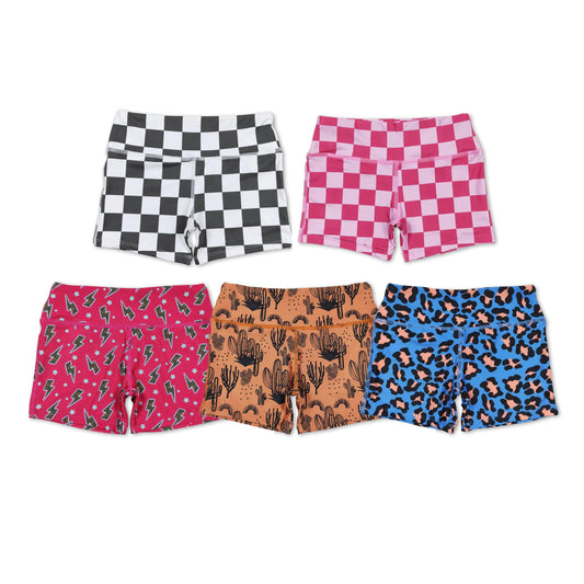 Baby Girl Plaid Leopard Cactus Biking Sibling Shorts Bottoms RTS