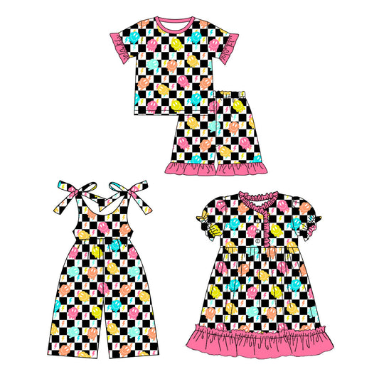 Baby Girl Smile Checked Sibling Jumpsuit Dress Set ( Moq 5 Each Style ) 12.30