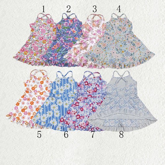 Baby Girl Toddler Straps Flower Knee Length Dress Sibling Active Yoga Clothes RTS