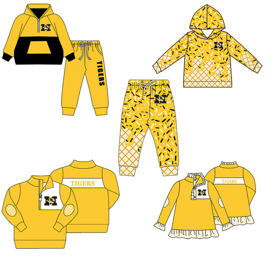 ( Moq 5 each style ) Baby Boy Girl Team Tiger Sibling Yellow Shirt Dress Set 8.21