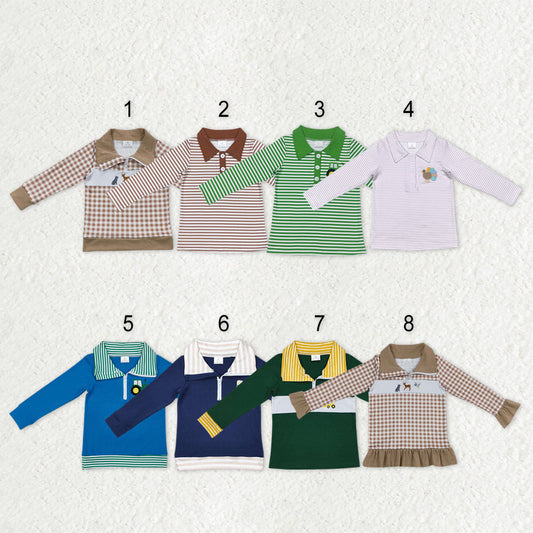 Baby Kids Toddler Long Sleeves Embroidery Sibling Zipper Pullover Shirt Tops