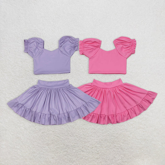 Baby Girl Short Sleeves Yoga Active Wear Sibling Skort  Set Clothes RTS