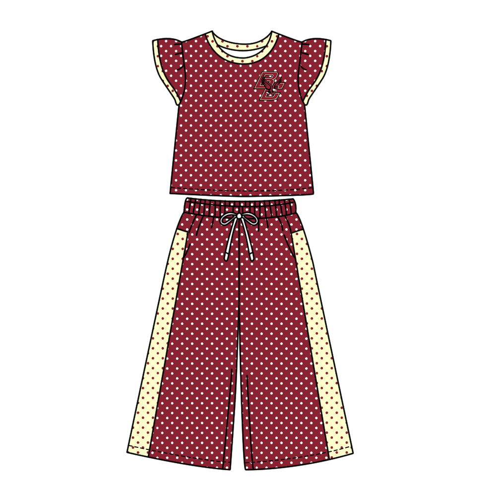 ( Moq 5 ) Baby Girls Kids Short Sleeves Shirt Pants Team Set Clothes
