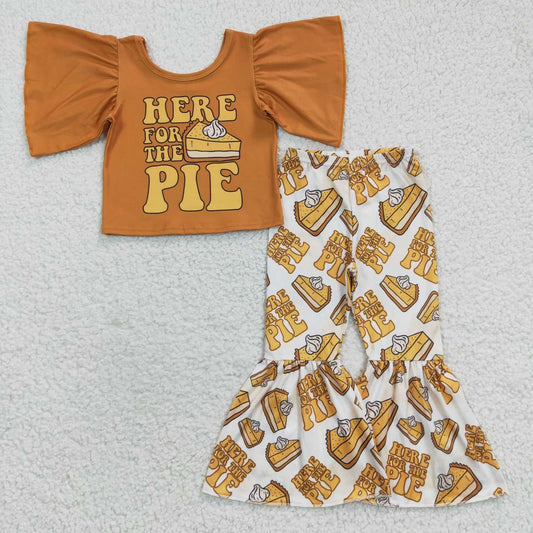 GSPO0679 Baby Girl Short Sleeves Pumpkin Pie Bell Pants Fall Outfit