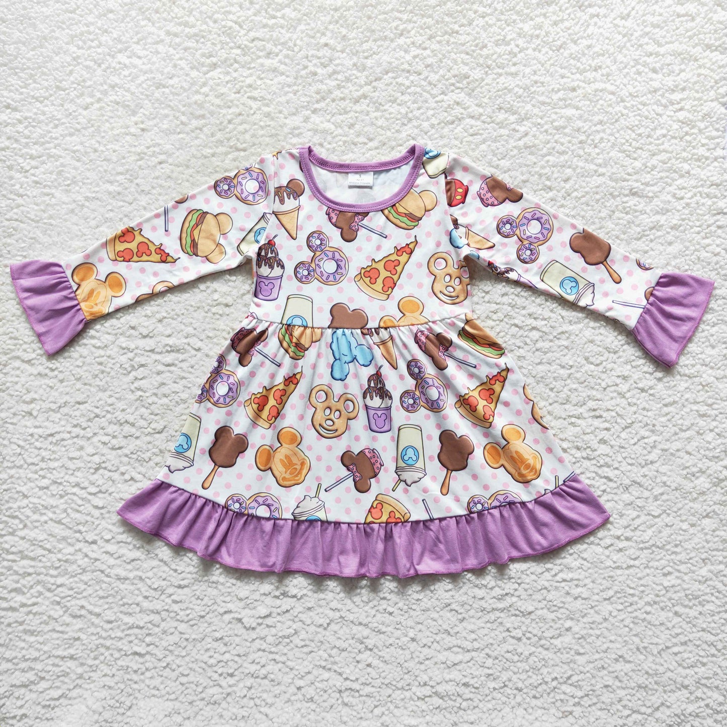 GLD0265 Baby Girl Long Sleeves Cartoon Dress