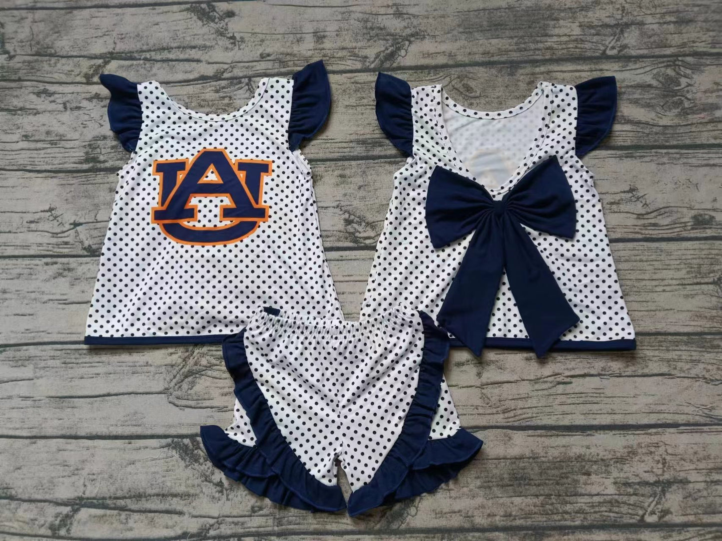 Baby Girl Short Sleeves A Bow Tops Ruffle Shorts Team Set Moq 5