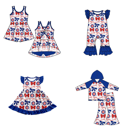 ( Moq 5 each style ) Baby Girl Toddler Team Bows Sibling Romper Dress Set 6.16