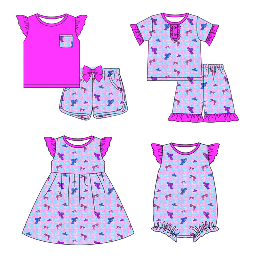 Baby Girl Short Sleeves Bows Sibling Dress Romper Set ( Moq 5 Each Style ) 12.18
