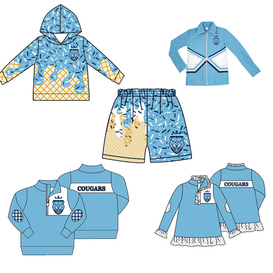 ( Moq 5 each style ) Baby Boy Girl Summer Team Sibling Blue Drip Shorts Shirt Set 7.28