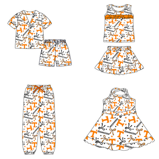 ( Moq 5 each style ) Baby Girl Toddler Team T Bows Sibling Dress Set 5.12