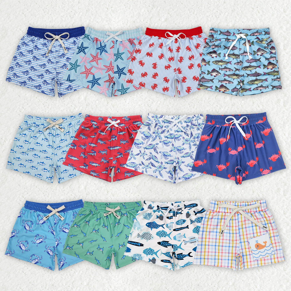 Baby Boy Summer Crabs Fishes Swimsuit Trunks Sibling Swimwear Clothes RTS