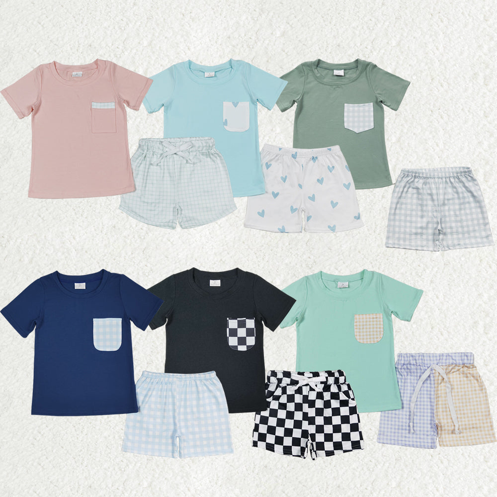Baby Boy Short Sleeves Pocket Cartoon Shirt Shorts Sibling Summer Clothes Set RTS