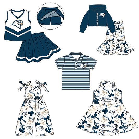 ( Moq 5 each style ) Baby Boy Girl Team Cheer Sibling Shirt Eagles Bows Jumpsuit Dress Set 7.31