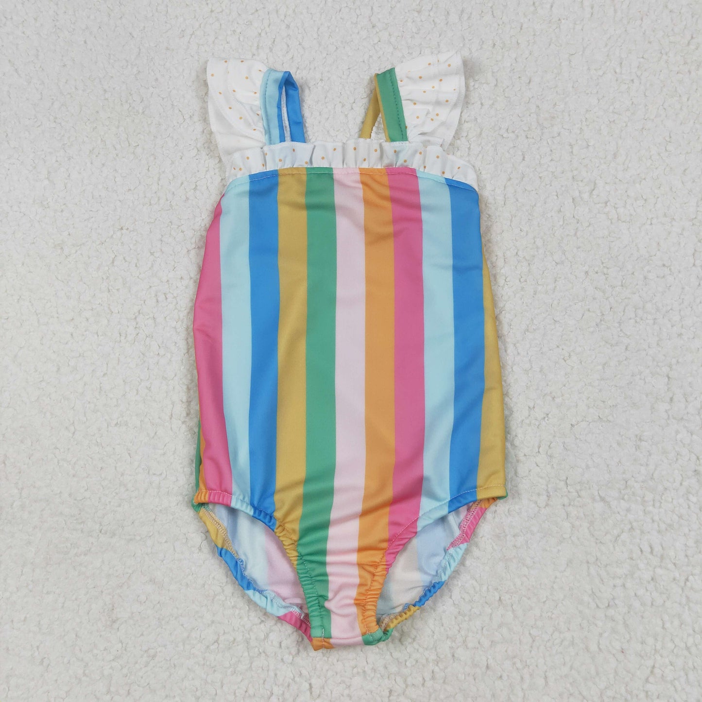 Baby Girl Short Sleeves Colorful Stripes One-piece Swimsuit RTS