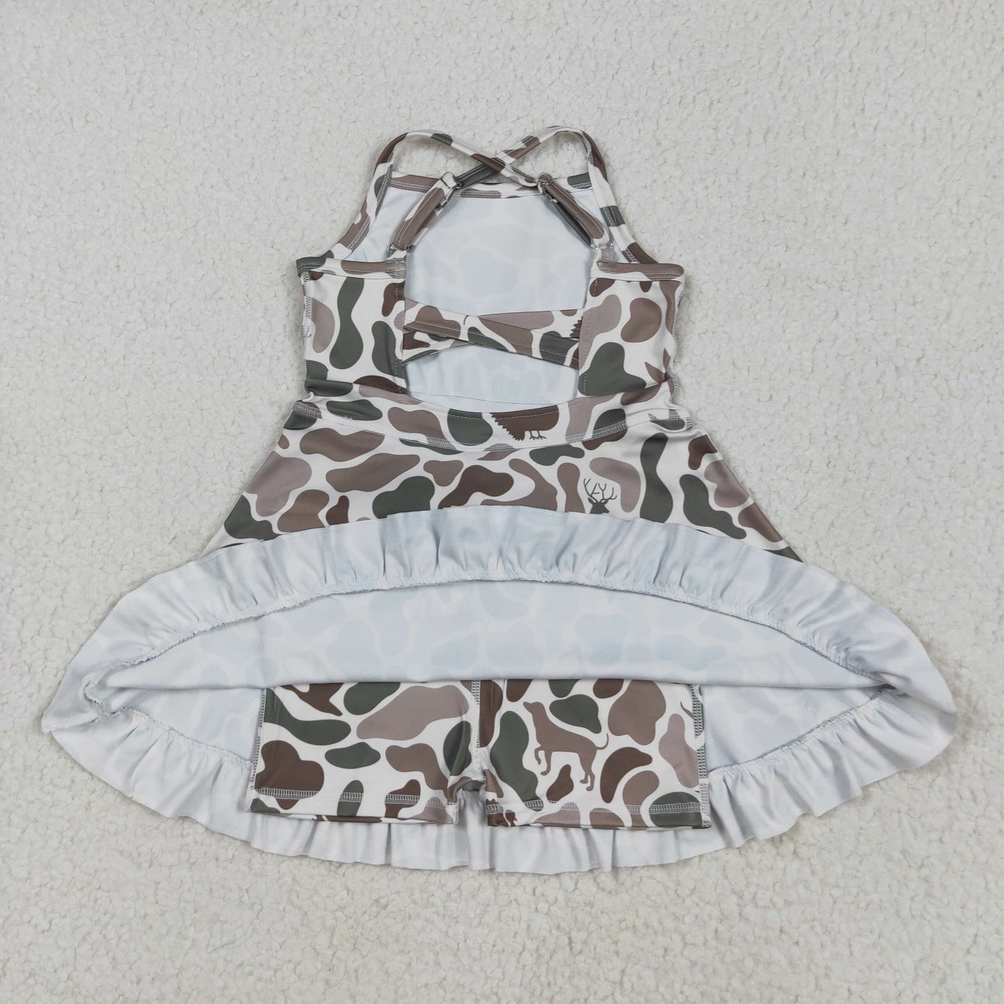 Baby Girl Straps Ducks Deer Dogs Camo Yoga Active Wear Knee Length Dress RTS