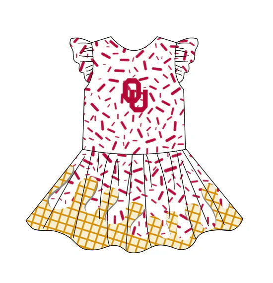 ( Moq 5 ) Baby Girl Team Short Sleeves OU Knee Length Dress