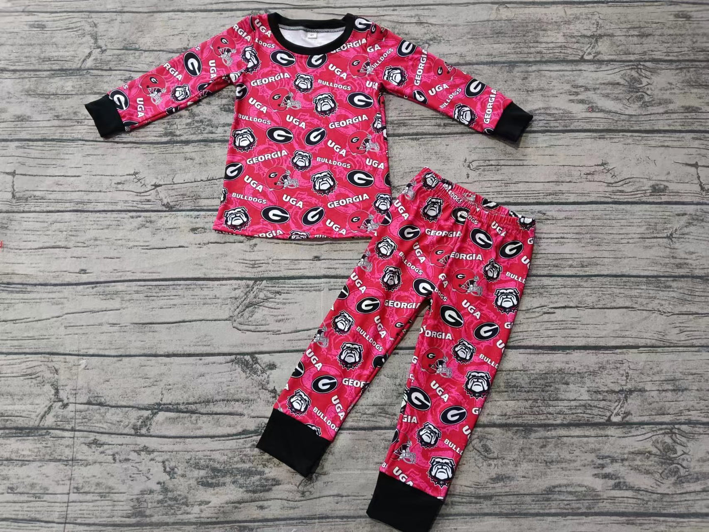 Baby Boy Long Sleeves Dog Team Shirt Pants Pajamas Set Moq 5