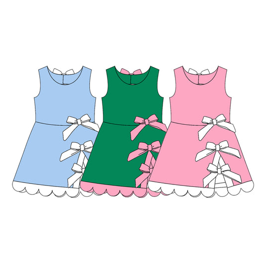 ( Moq 30 Each Style ) Sibling Baby Girls Kids Sleeveless Bows Knee Length Dresses