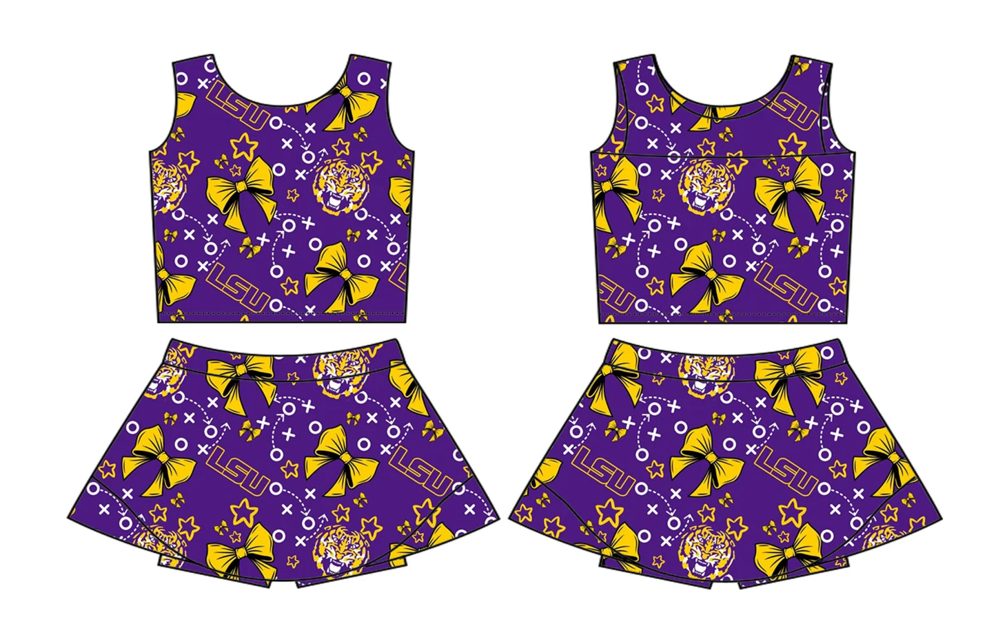 Baby Girl Sleeveless Football Bows Sibling Tiger Team Dress Set ( Moq 5 Each Style ) 2.19