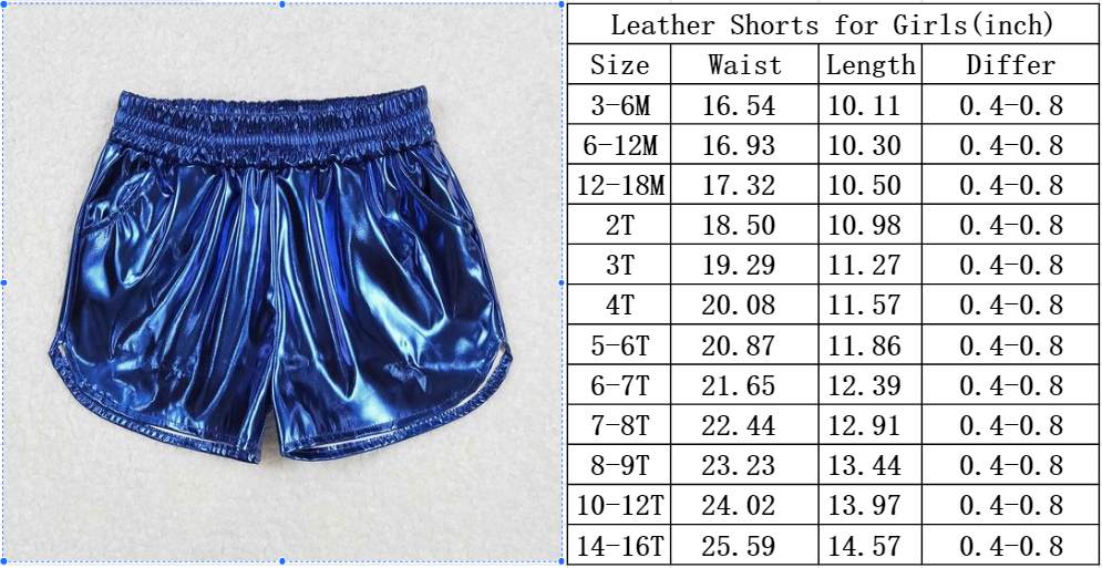 Baby Girl Golden Pocket Leather Elastic Bottom Shorts