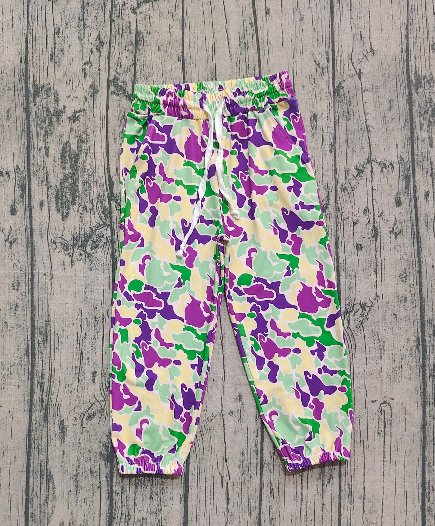 Boys Kids Camo Mardi Gras Pockets Jogger Pants RTS