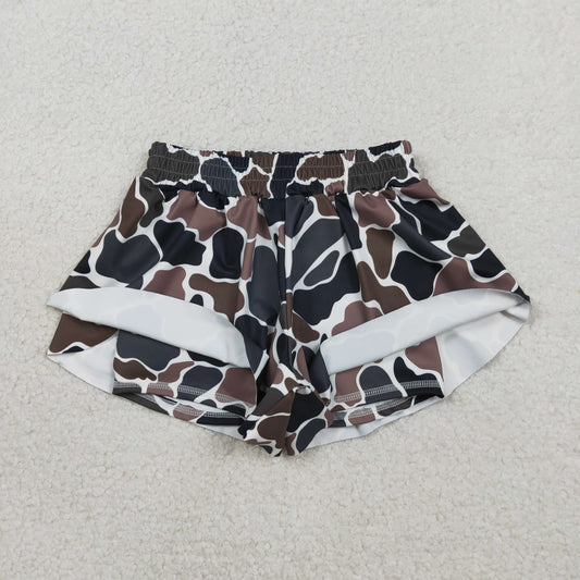 Baby Girls Kids Dark Brown Camo Yoga Southern Shorts Bottoms RTS