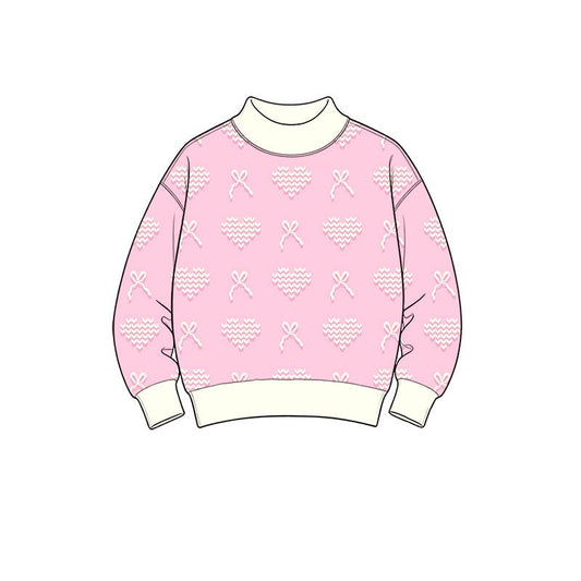 ( Moq 5 ) Preorder Baby Girls Toddler Hearts Bows Valentine Pink Shirt Tops Clothes