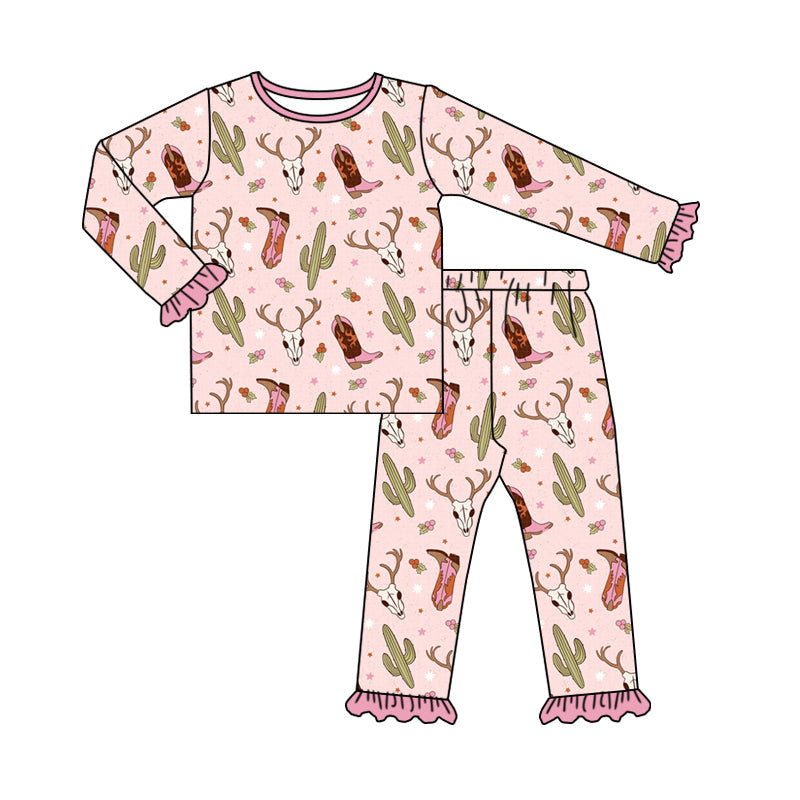 Baby Girl Western Boots Cactus Shirt Pants Pajamas Set